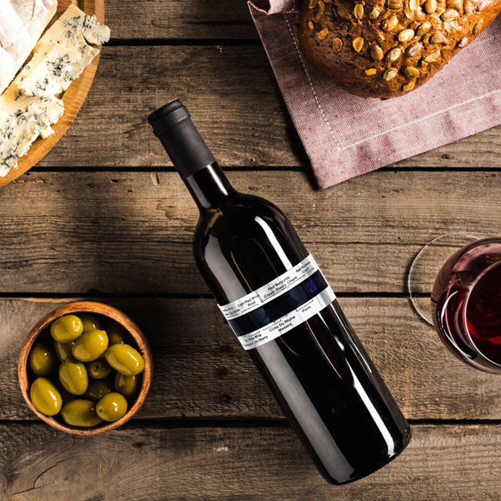 Wine Collar Thermometer Wine Bottle Snap Thermometer LCD Display Clip Champagne Bracelet Discoloration Thermometer Bar Tool