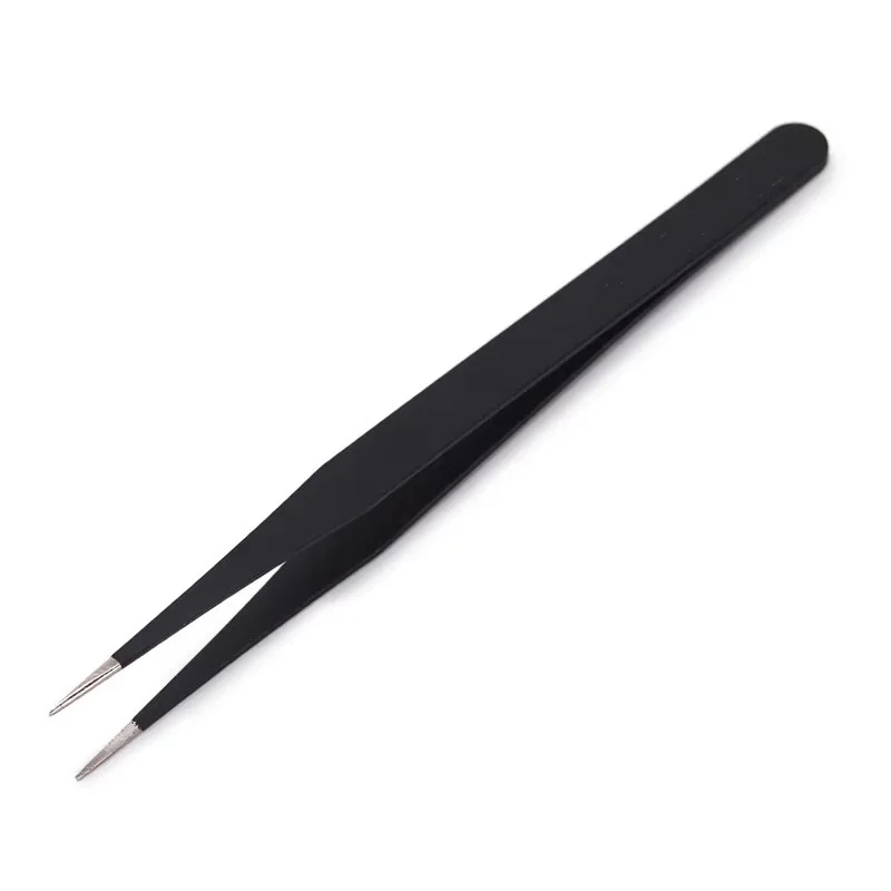 Anit-Static Tweezers, Precision Black DIY Tweezers for Nail Art and Eyelash Extensions Beauty Tools