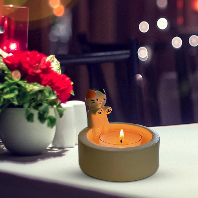 Candelabro con garra cálida para gato, candelabro de resina para gatito, candelabro de aromaterapia con forma de gato a la parrilla, adorno de escritorio