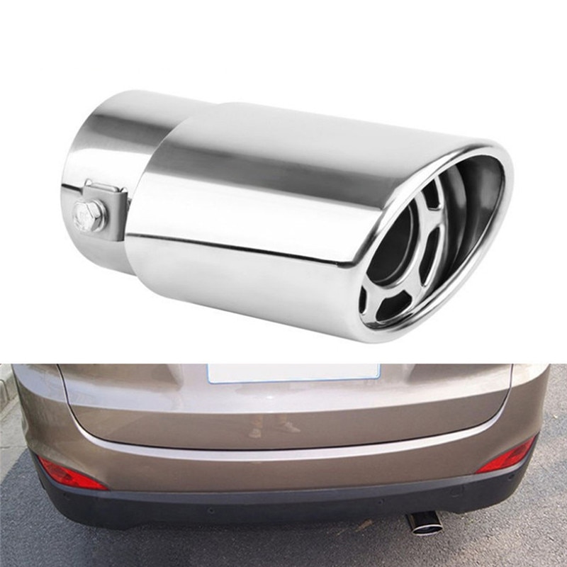 1pc Chrome Trim Modified Car Liner Pipe Stainless Steel Car Exhaust Muffler Tip Pipe Exhaust System