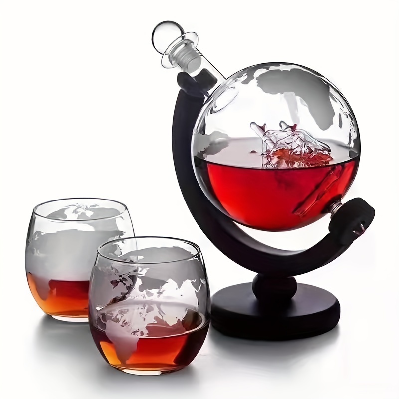 Carafe à whisky Globe, aérateur de vin, ensembles de verres à l'intérieur du cristal avec support en bois fin, carafe à liqueur pour tasse à Vodka, accessoires de Bar