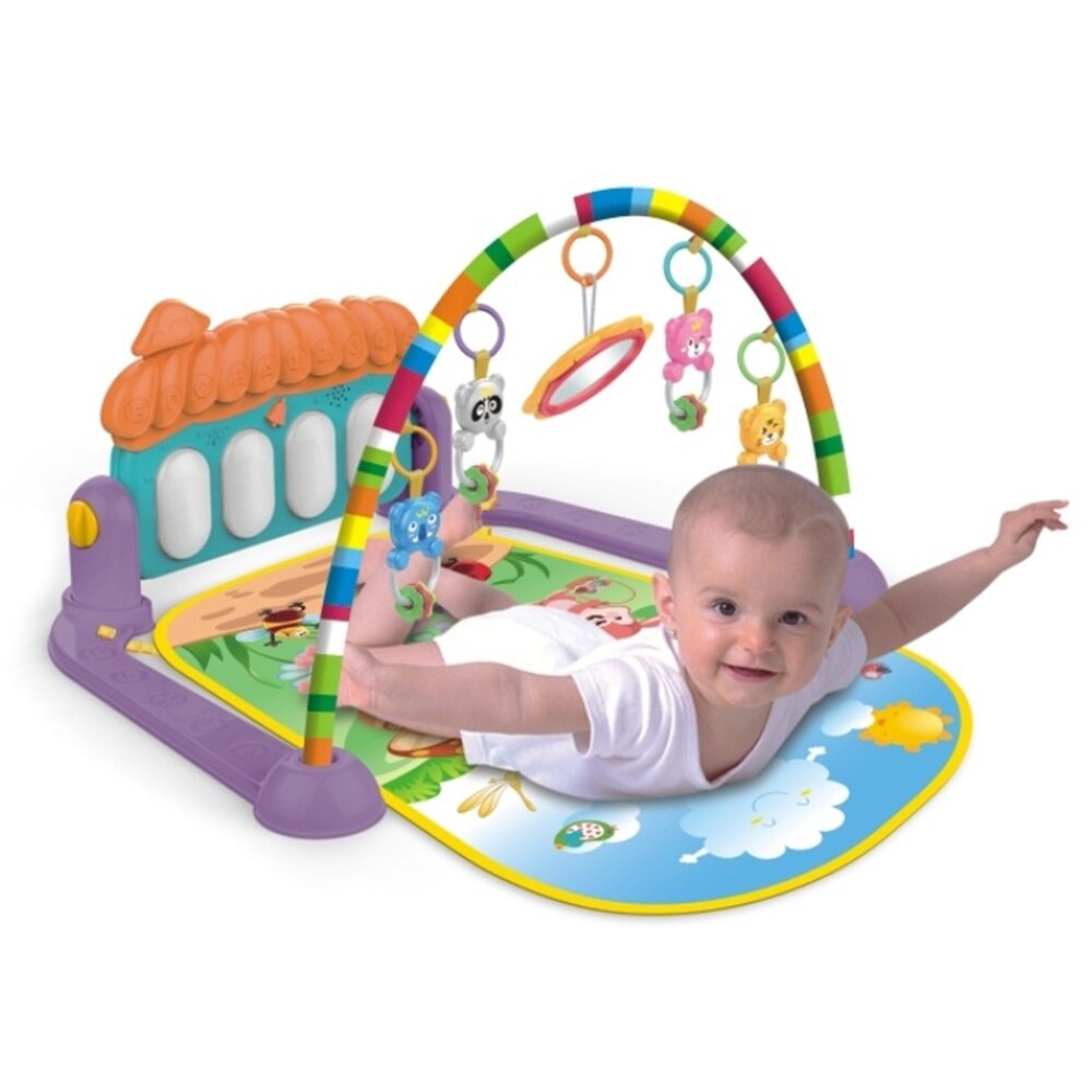 Baby aktivitet gymnastiksal kick and play klavermåtte center med melodier rangle musikalsk legetøj mave tid mat til spædbarn toddler 0-36 måneder
