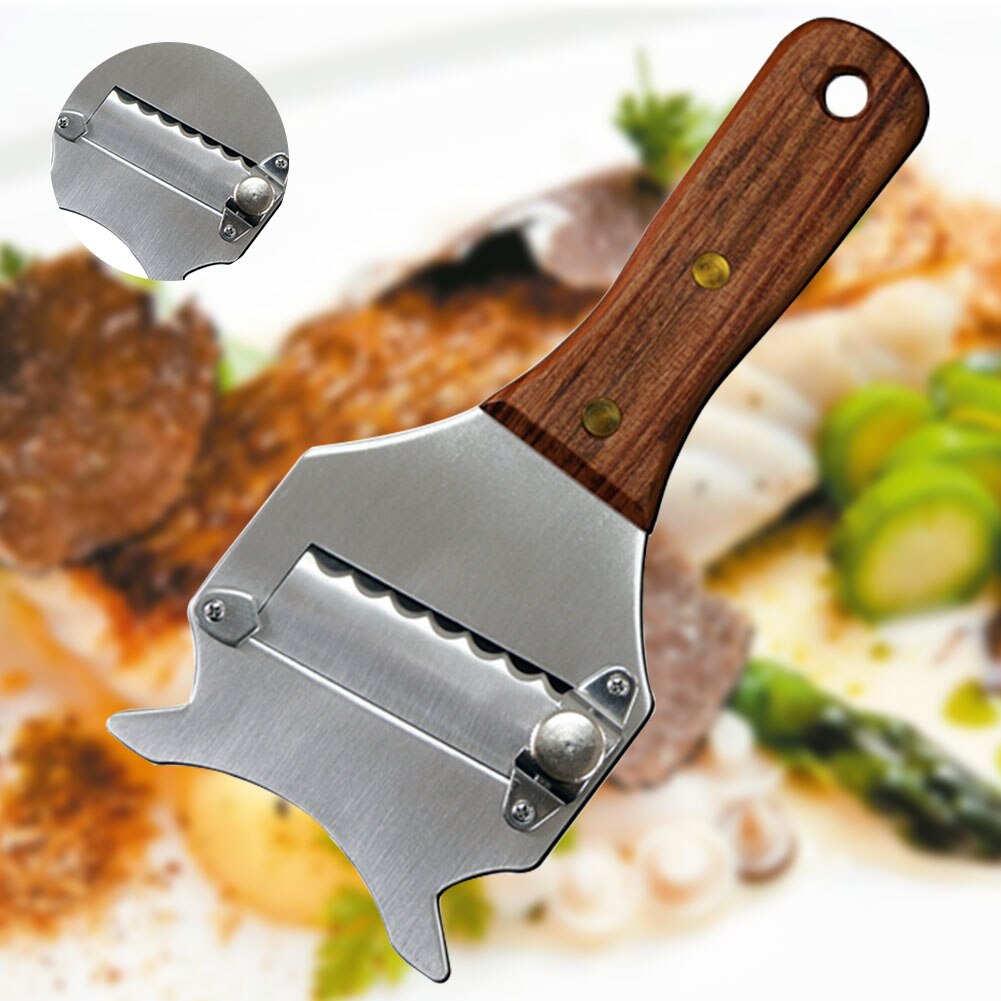 Coupe multifonction en acier inoxydable | Cuisson du fromage, truffes râpe en bois, outil de cuisine, trancheur de chocolat et de beurre