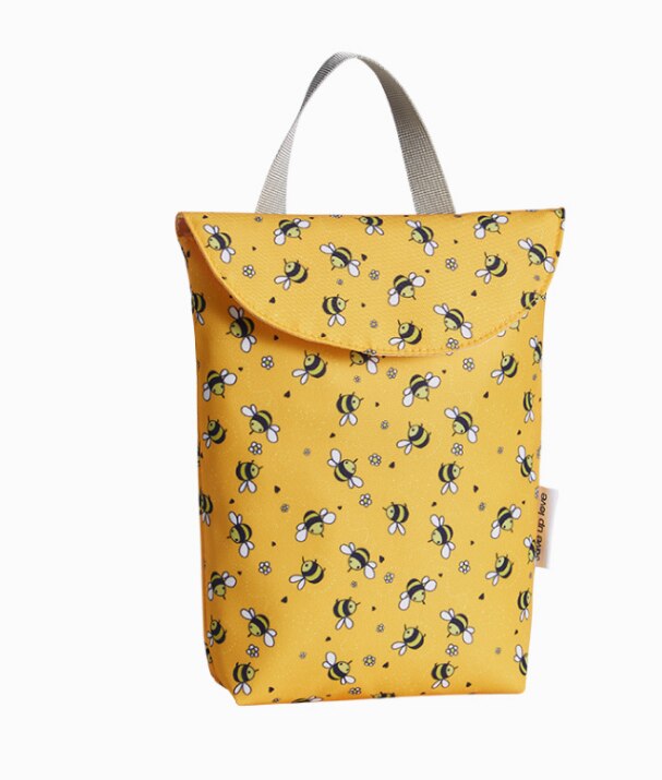Multifunktionella blöjväskor återanvändbara vattentäta blöjupplägg mummy wet baby bag: Gul bi