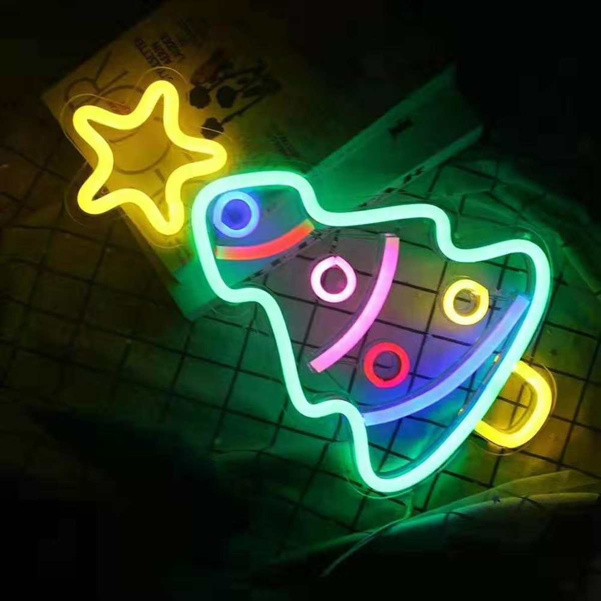 Neon lampor led neon skylt ljus julgran glass neon lampa för öl bar hem fest sovrum dekoration jul
