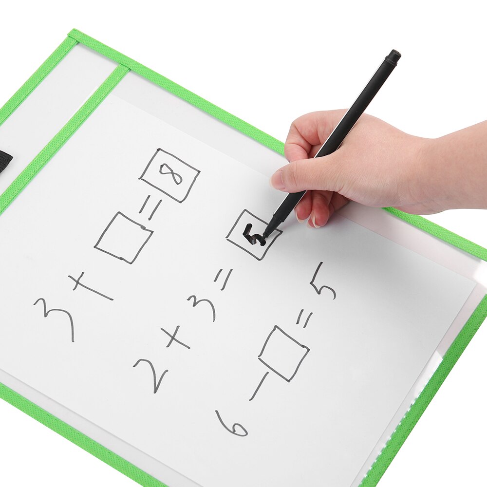 Reusable Dry Erasable Pockets Transparent Write And Wipe Drawing Board Dry Brush Bag File Pocket For Teaching Kids Pastels