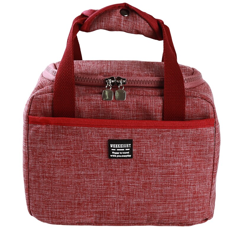 Lunch Box Bag Portable Cation Lunch Cooler Bag Fruit Food Ice Bag borsa termica da Picnic grande impermeabile per donna: dull-red