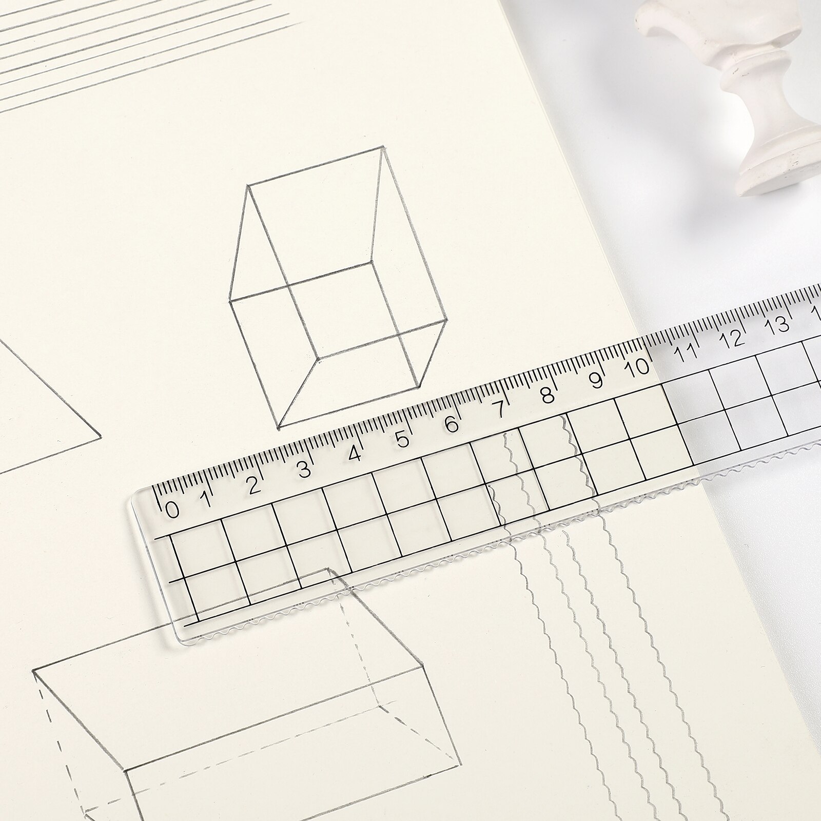 JIANWU 2pcs 15/18/20cm Acrylic Transparent Straight Ruler Metric Yardstick Cutting Ruler Measuring Tool School Drafting Supplies