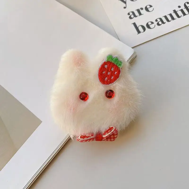 Hase Pelzigen Haar Schleife Haar Clip Weibliche Weiche Nette Rouge Kaninchen Haar Seil Schüler Pferdeschwanz Haarnadeln Mädchen Zubehör: Schwarz