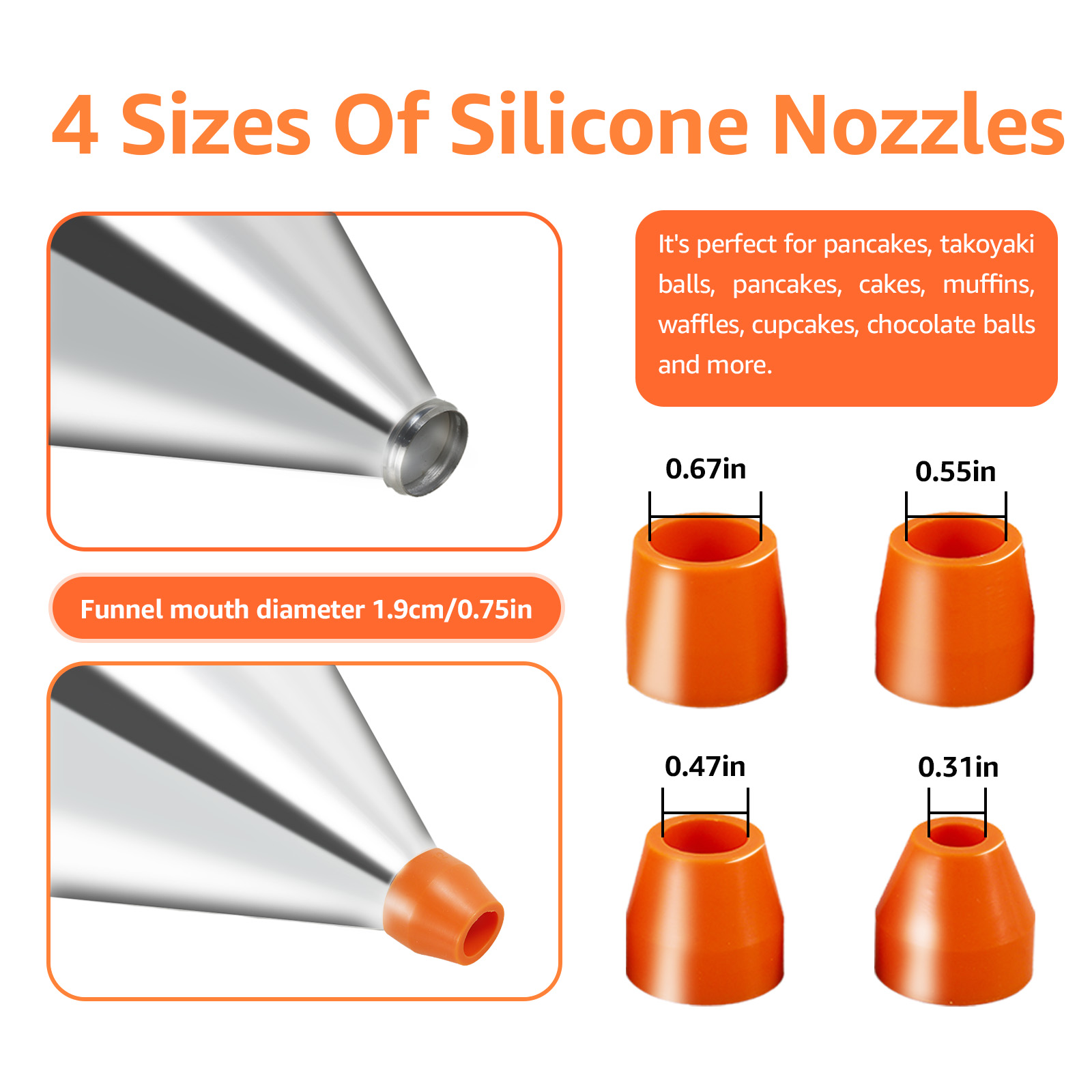 Batter Dispenser Stainless Steel Funnel Dispenser with Lid and Holder Cupcake Pancake Batter Maker Kitchen Batter Baking Tool