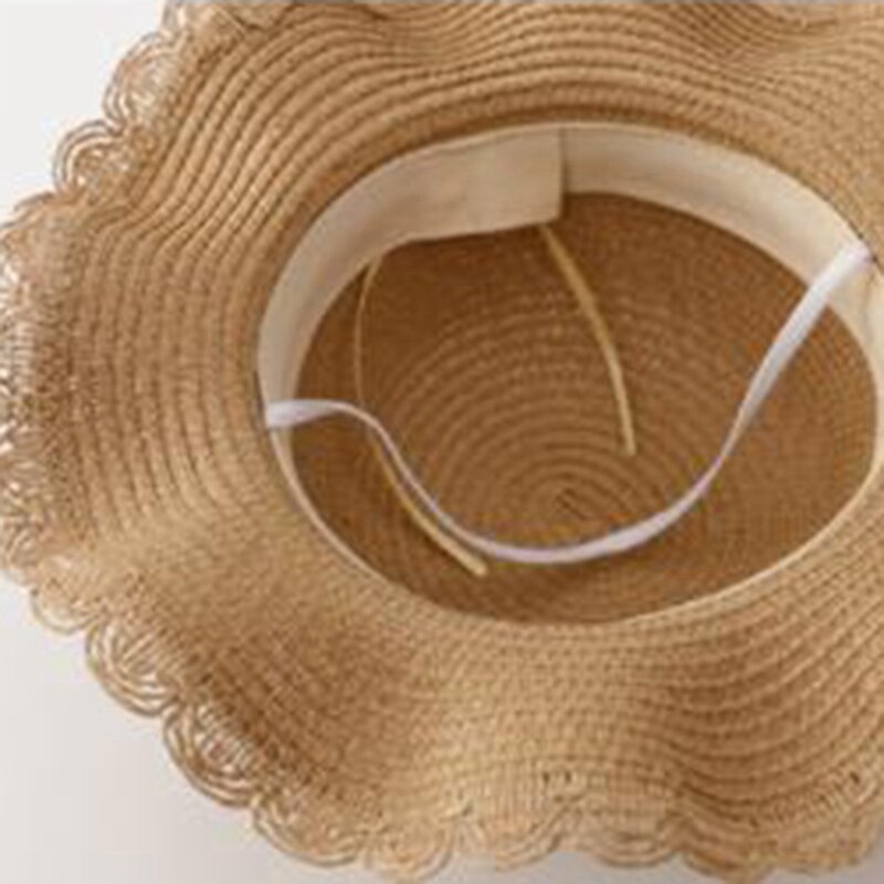 Sombrero de cubo de verano para niñas, 1 Juego, sombrero de paja para playa, gorro de viaje de ala ancha, gorras de pescador informales, Panamá para niños