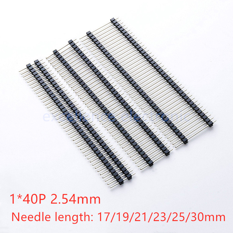 Écarteur de goupille en plastique et cuivre, entretoise de carte simple et simple, en-tête droit, 2.54mm, 1X40P Long, 15mm, 17mm, 19mm, 21mm, 23mm, 25mm, 30mm, 5 pièces
