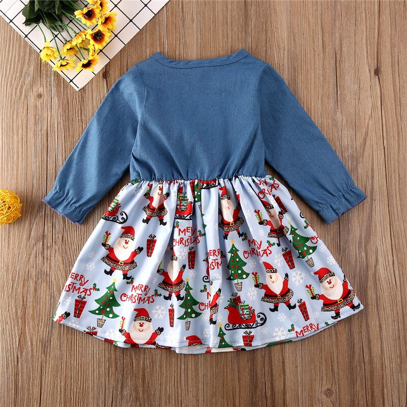 Tueenhuge Toddler Girls Christmas Dress - Snowflake Print Party Dress With Bow For Holidays & Weddings