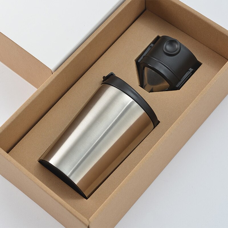 380Ml Portable main-tasse café isolation tasse en acier inoxydable voyage tasse isolation suspendus oreille filtre goutte à goutte