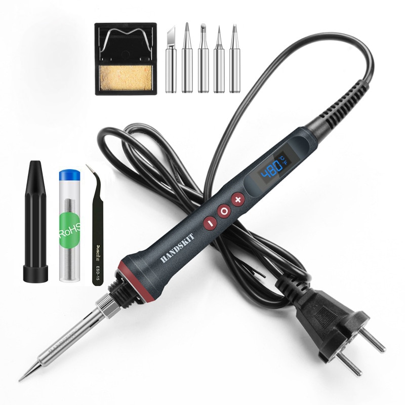 90W Electric Soldering Iron Kit 80W LCD Digital Display Adjustable Temperature Welding Solder Iron With Tips Repair Rework Tools: 90W Solder Iron kit / US