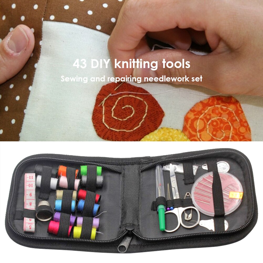 Portable Multifunction Mini Electric Handheld Sewing Machine Set with 43pcs DIY Clothes Stitchin Sewing Accessories Sewing Tools
