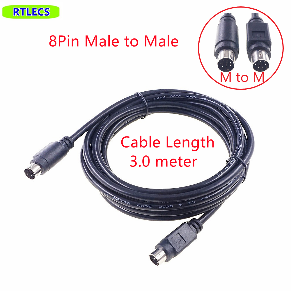 1 Piece MD8 Mini Din 8 pin Male Female Adapter Cable Plug Socket Conventer PLC Application Shielding Wires: Lavender