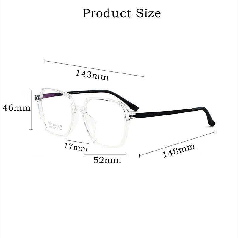 YIMARUILI Transparent Retro Titanium Optical Prescription Eyeglasses Frame Ultra Light TR90 Decorative Myopia Glasses Frame 9705