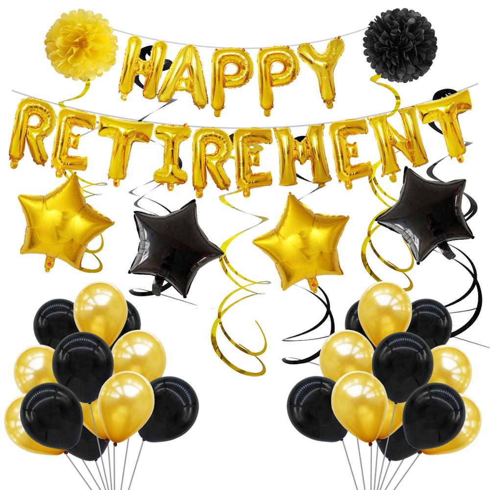 16-inch letter HAPPY RETIREMENT Balloon set Retirement Party Balloon: Gold
