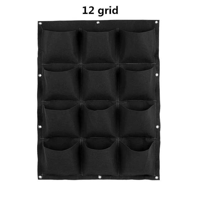Wall Hanging Planting Bags 18/36/49/72 Pockets Green Grow Bag Planter Vertical Garden Vegetable Living Garden Bag Flowers Supply: 12 grid black