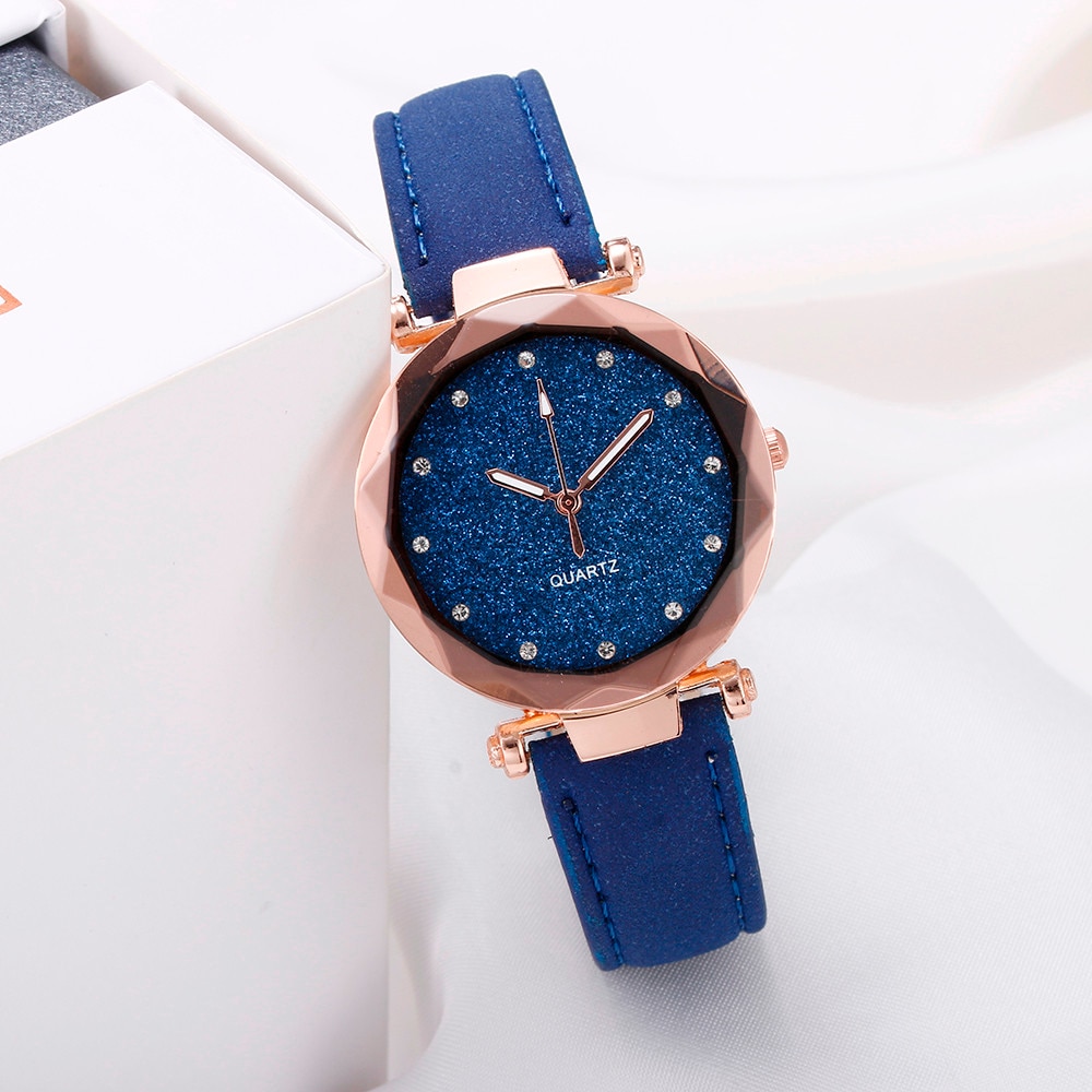 Ladies Korean Rhinestone Rose Gold Quartz Watch Female Belt Watch Women's Watches Clock Watch Women Watches