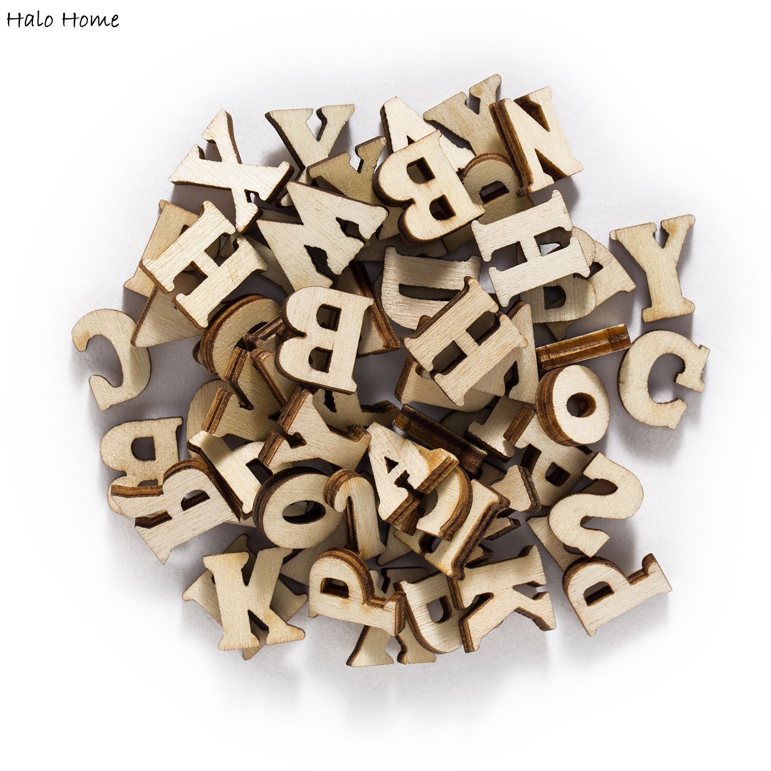 100 stk blandede fargerike bokstaver tre håndverk flatback for scrapbooking kampanjer pynt hjemmedekorasjon 7-16mm