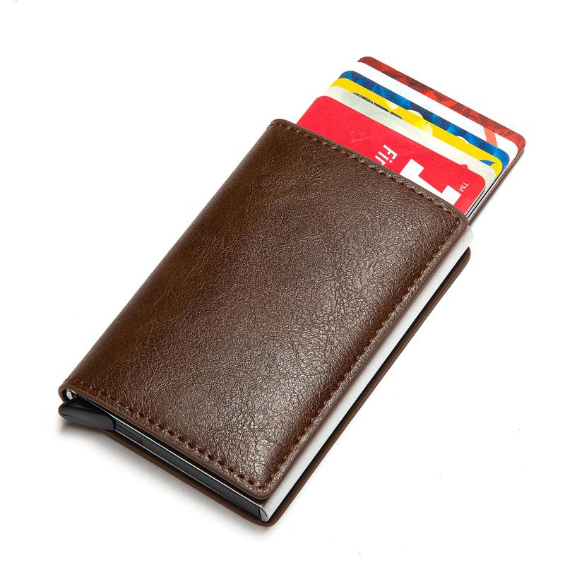 Bycobecy Rfid CreditCard Cardholder Blocking Men id Credit Card Holder Wallet Leather Metal Aluminum Business Bank Card Case