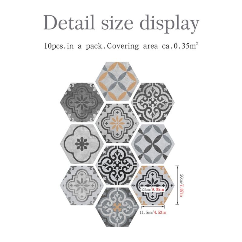 10 Pcs Hexagon Retro Patroon Tegel Floor Sticker Pvc Badkamer Keuken Waterdicht Muurstickers Home Decor Tv Bank Muur Art muurschildering: Paars