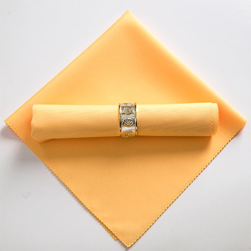 50X50Cm Servetten Doek Vierkante Satijnen Stof Servet Zakdoek Voor Bruiloft Verjaardag Thuis Party Hotel Goud geel: golden