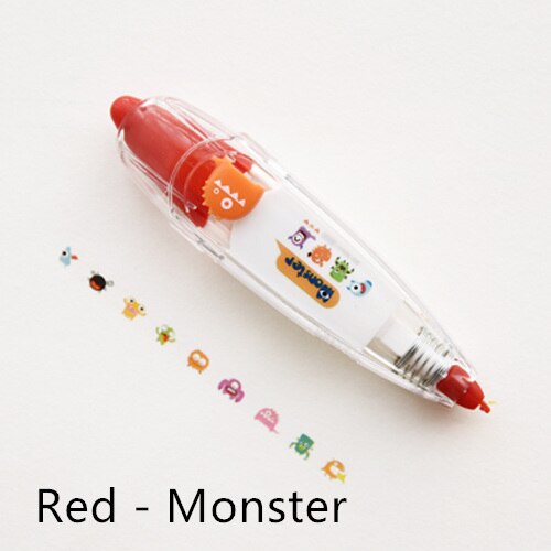 Söt korrigeringstejp maskering tecknad djur dekoration band för dagbok klistermärken scrapbooking pappersvaror skolmaterial  a6514: Rött monster