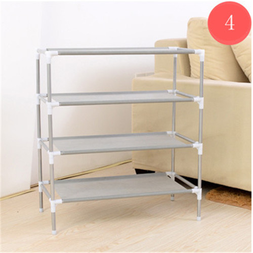 Shoe Rack Stainless Steel + Non-Woven Fabric Standing Shoe Rack DIY Shoes Storage Shelf Shoe Cabinet Home Organizer Accessories: 4 Tiers