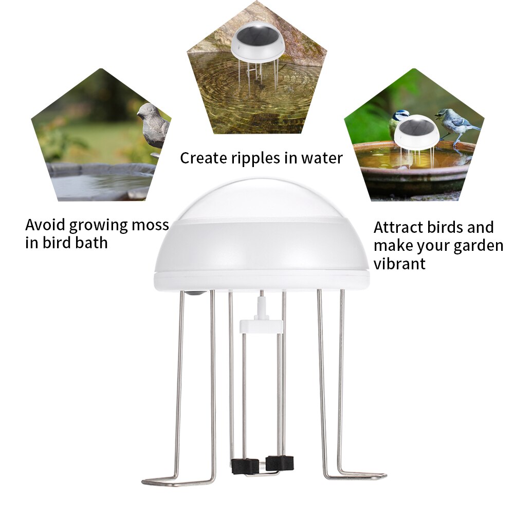 Solar Water Wiggler For Bird Bath Style Fountain Solar Powered Water Agitator With Battery Pond Decoration Garden Decor