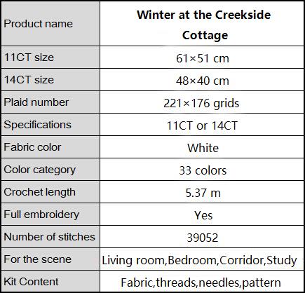 Winter at the Creekside Cottage cross stitch kit aida 14ct 11ct count print canvas stitches embroidery DIY handmade