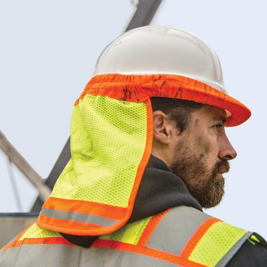 Hard Hat Neck Sun Shield for protection, Full Brim Mesh Neck Sun Shade Protector Fits Safety Helmets for Construction