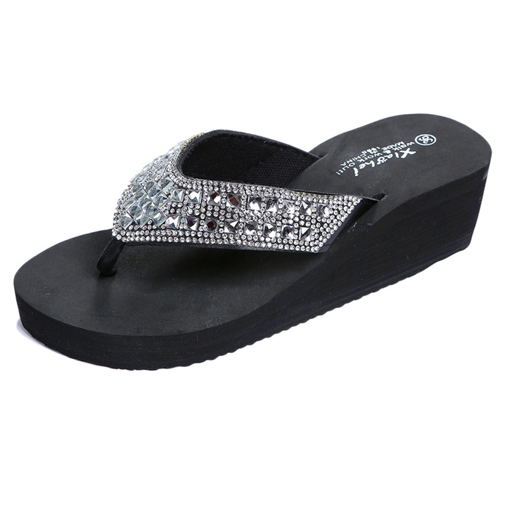 38 Schoenen Vrouw Voor Zomer Slippers Mode Strass Wiggen Slippers Vrouwen Casual Strand Schoenen Chanclas De mujer Playa
