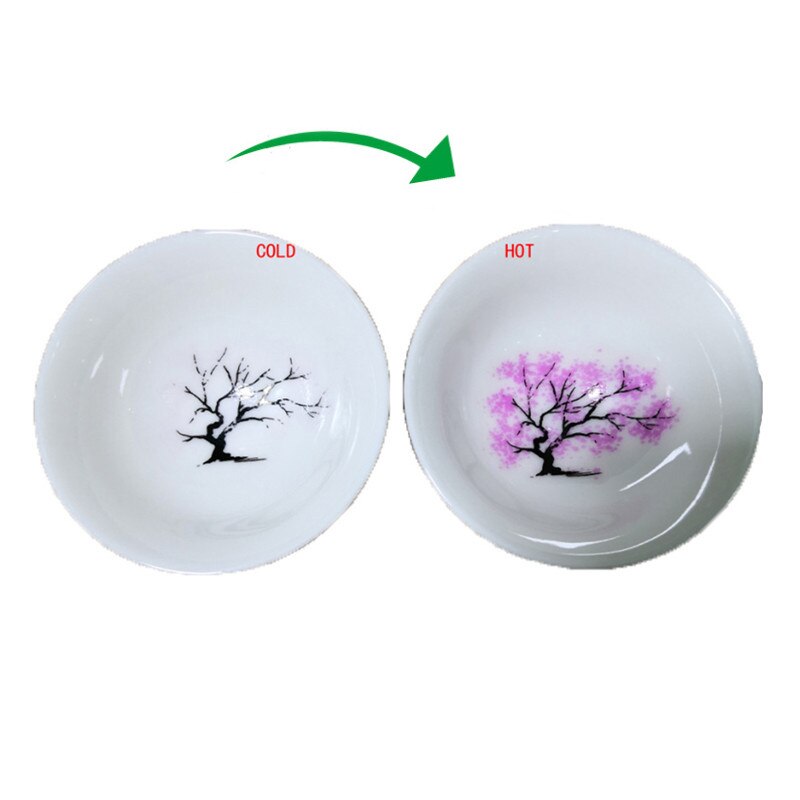 Japanese Ceramic Magic Cherry Blossoms Teacup Cold Temperature Color Changing Flower Display Sake Cup Kung Fu Small Tea Bowl: hot-change 2