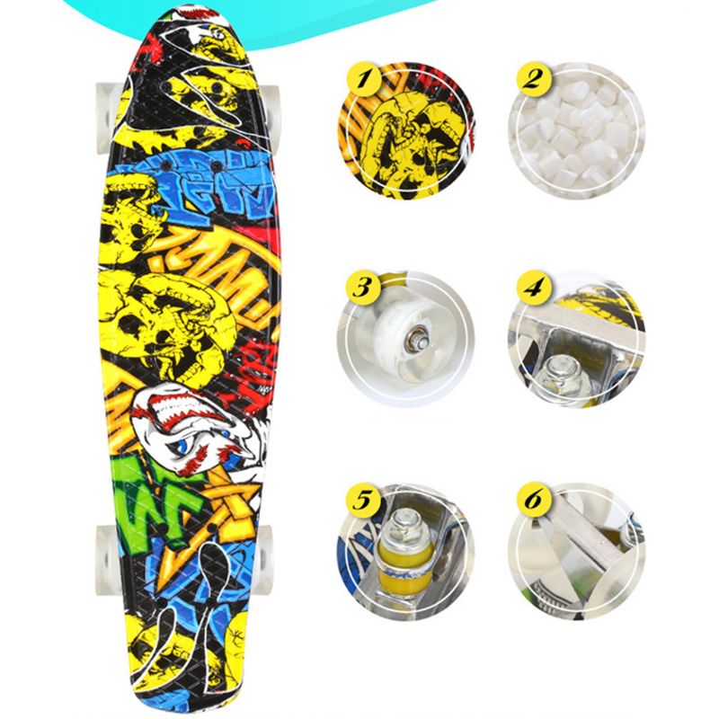 22 \"Skate Board Mini Retro Longboard Plastic 4 wheels Skateboard Outdoor Sport
