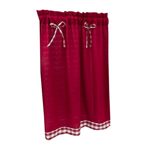 fast farge bowknot kjøkken kort gardin vindu valance drapere student seng gardin hjem balkong vindu dekorasjon: Vinrød l