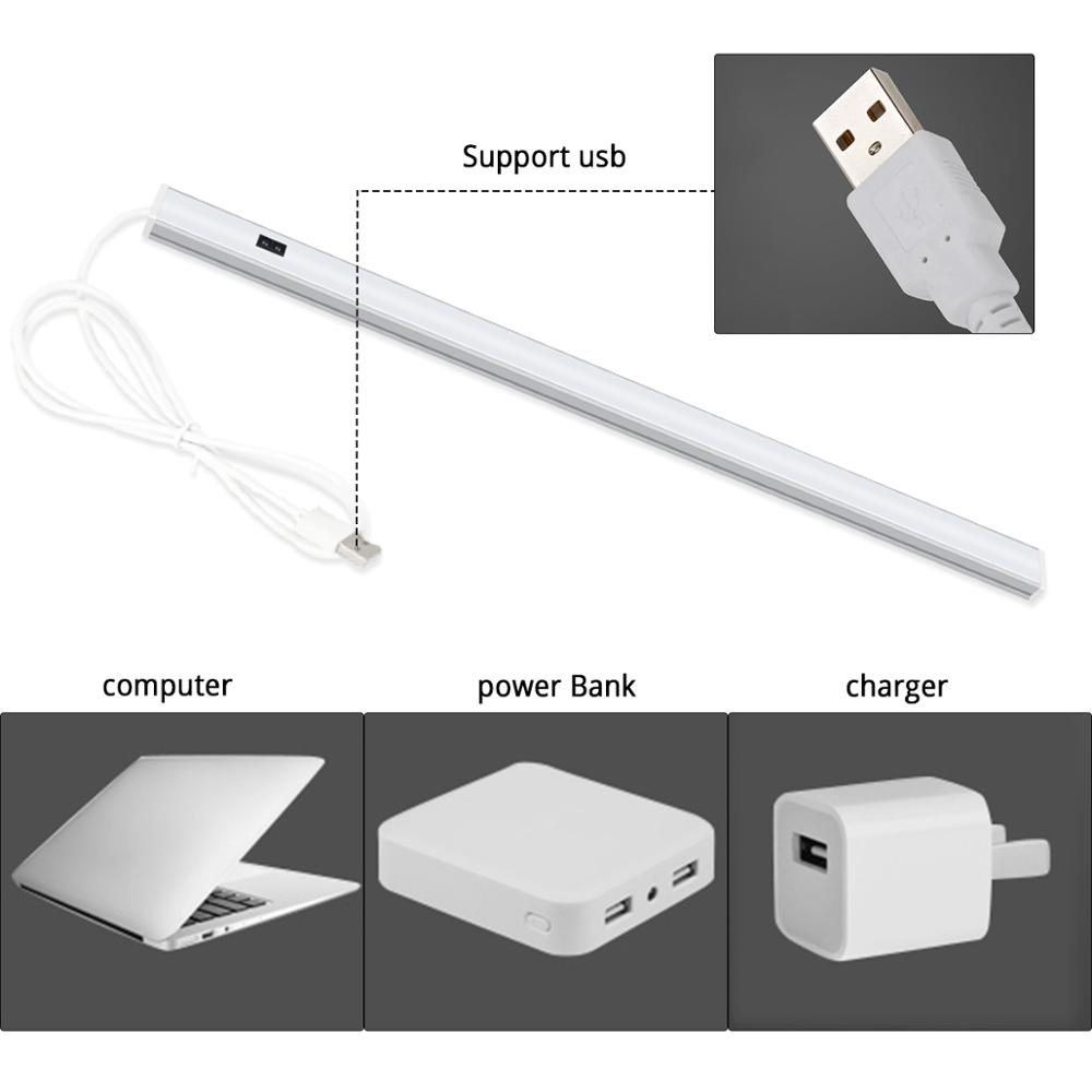 Usb-lampe til kjøkken med bevegelsessensorbryter, håndviftende av og på, led-barlys 30cm 40cm 50cm