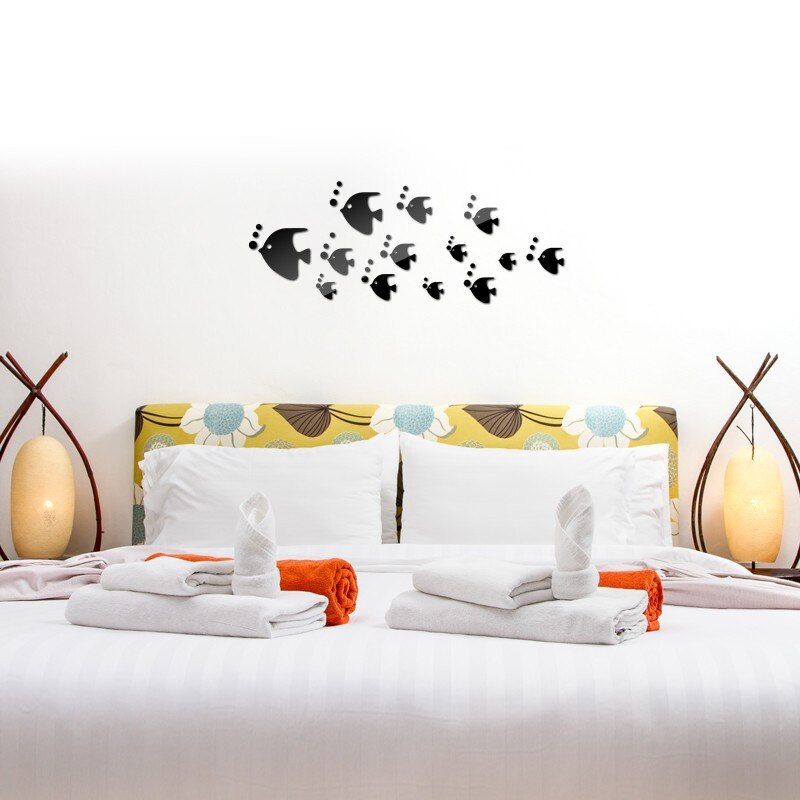 13Pcs DIY Tropical Fish 3D Mirror Wall Sticker Removable Acrylic Wall Decals Home Decor JS22