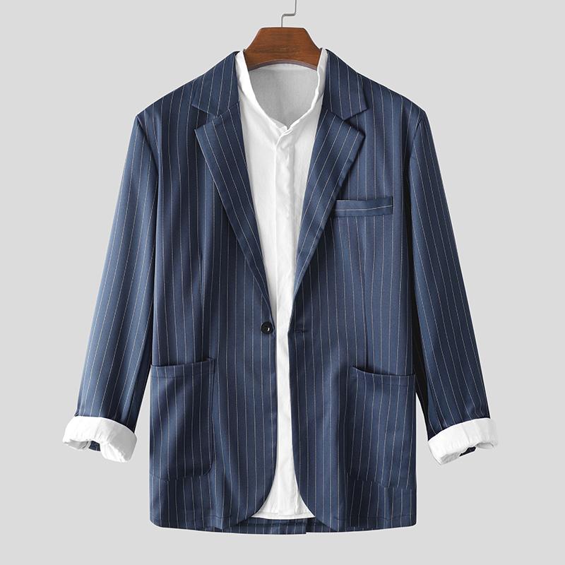 hombres Blazers rayas manga larga abrigos con sola... – Vicedeal