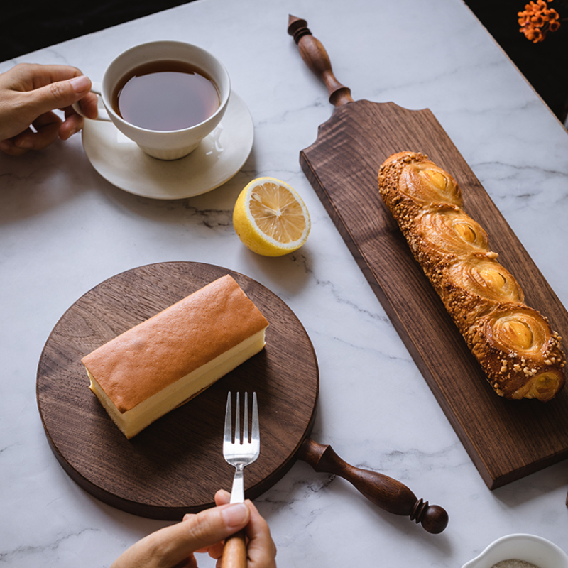 Tabla de cortar de nogal, utensilios de cocina de doble cara, francés, vintage, madera maciza, pan, postre, fruta, bistec