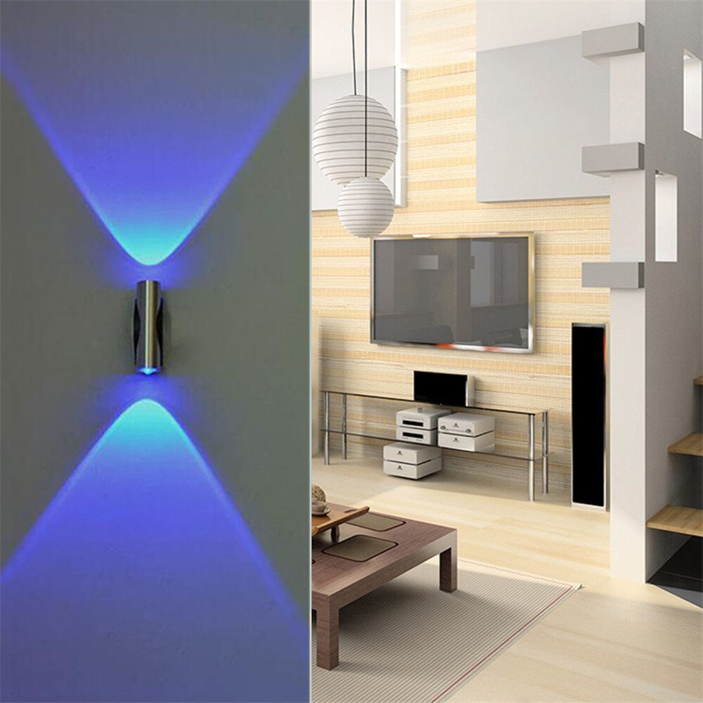 Lámpara LED de doble cabeza, lámpara de pared de aluminio azul para el dormitorio, Luces LED de Decoracion
