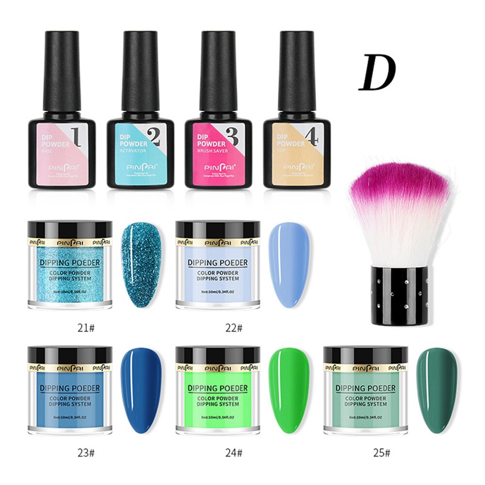 Kit de Inicio de polvo de inmersión en polvo para uñas, Kit de iniciación para uñas de estilo francés, Kit de polvo de inmersión portátil para uñas sin lámpara: type D