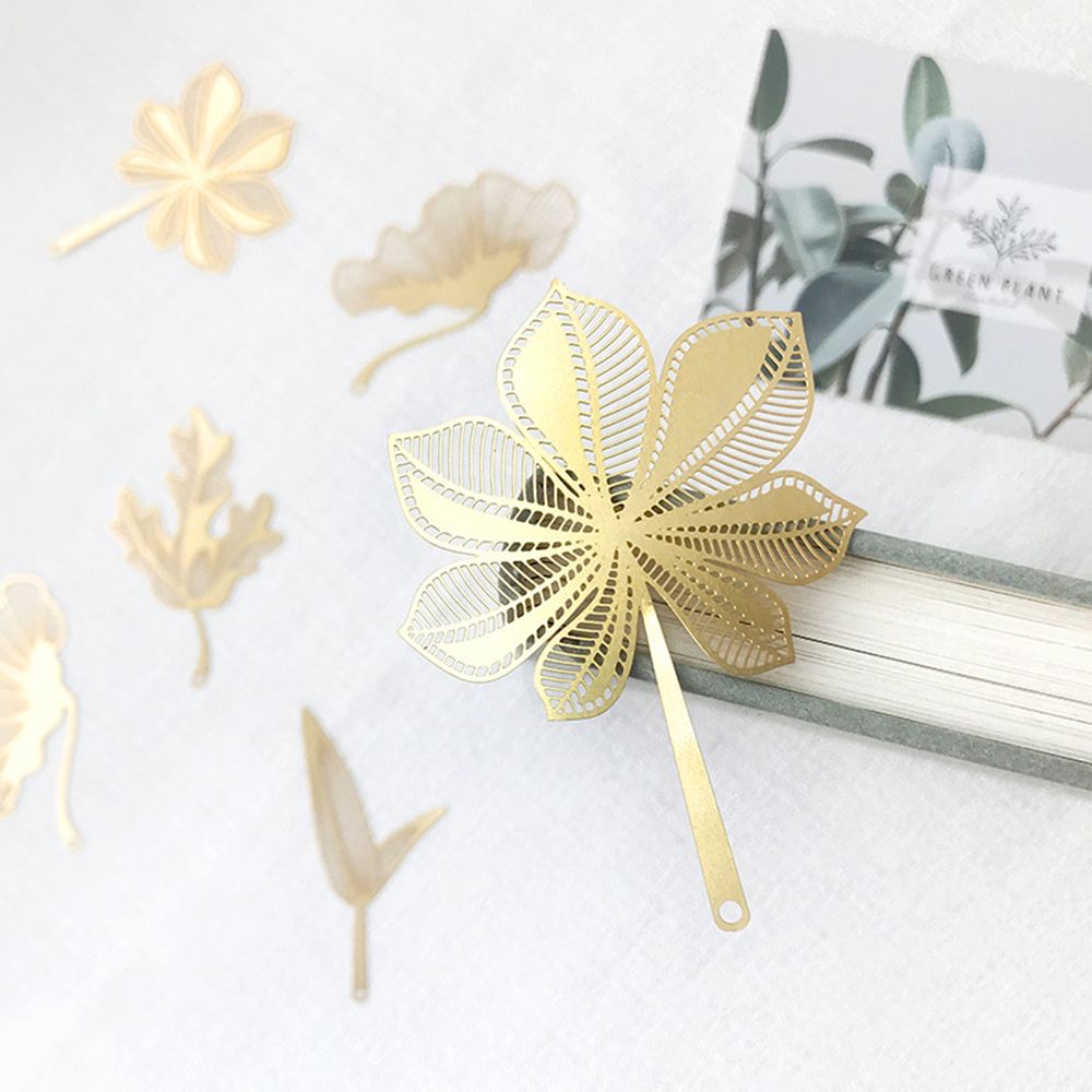 Metal Leaf Bookmark Hollowed Out Brass Leaf Vein Cultural Student Supplies Office School Stationery Accessories