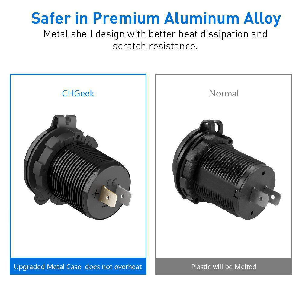 Auto Motorfiets Omgebouwd Usb Oplader Mobiele Telefoon Tablet QC3.0 Metal Quick Opladen