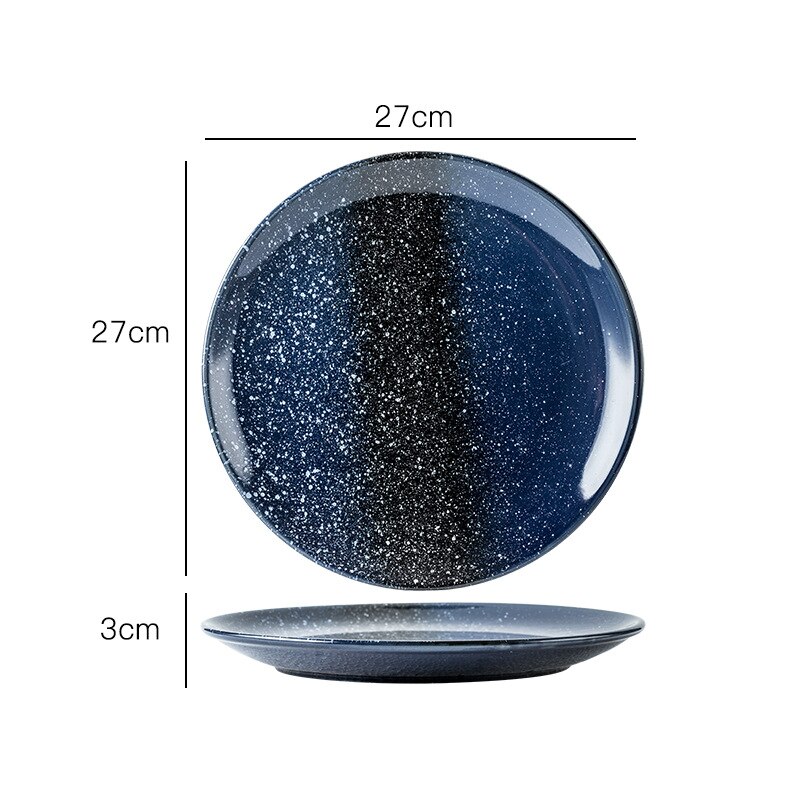 Keramische Plaat Ronde Japanse Stijl Starry Platte Steak Ontbijt Pasta Nietje Voedsel Plaat Dessert Salade Dark Schotel Keuken Benodigdheden: 10inches