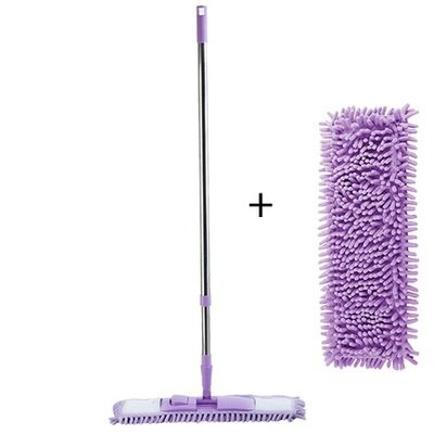 Vadrouille Chenille Moper pour plancher de lavage Wonderlife nettoyage de la maison vadrouilles paresseux outils propres tige de peinture chiffon de lavage en plastique: purple and 1 pad
