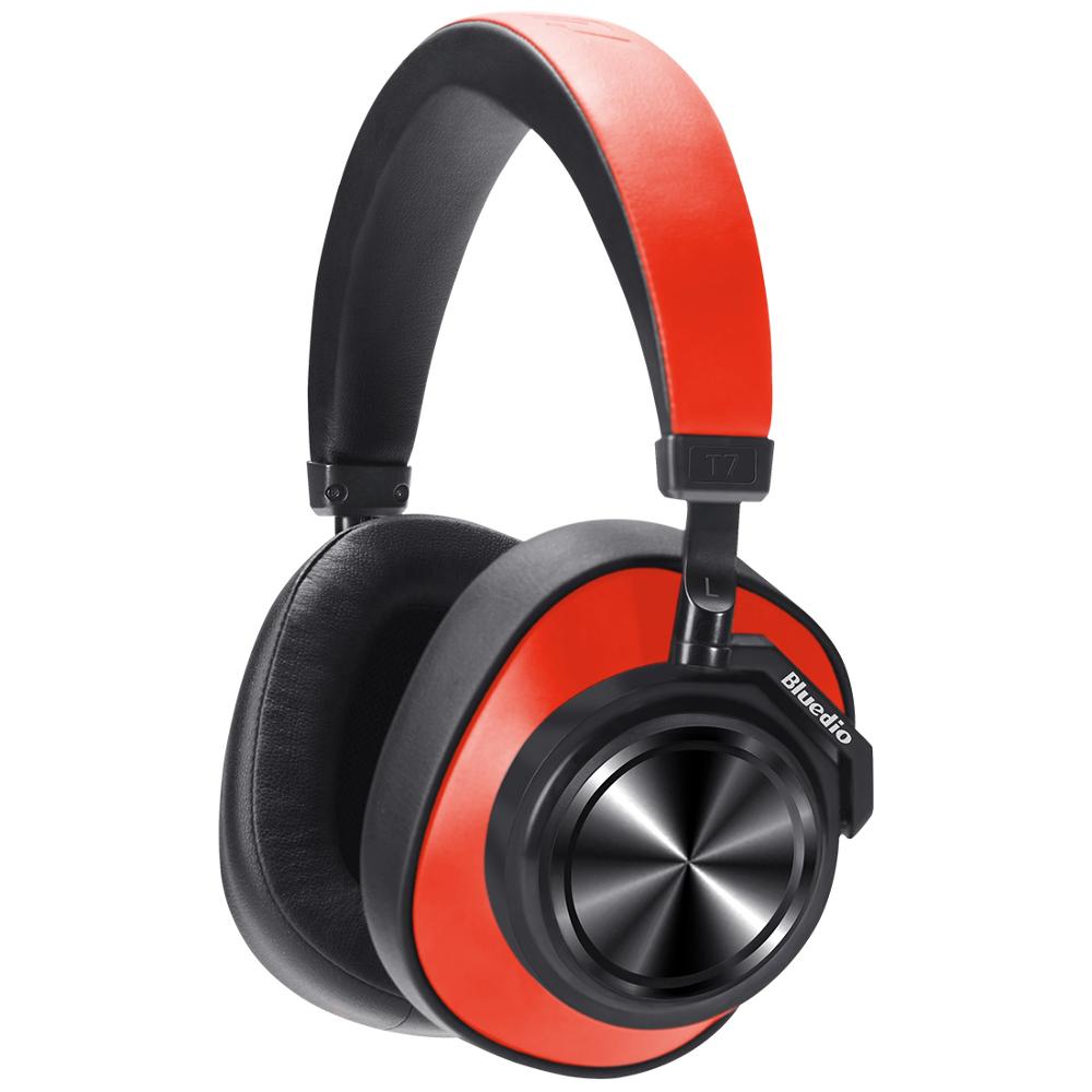 Bluedio T7 auriculares inalámbricos con Bluetooth auriculares con cancelación activa de ruido definido por el usuario para teléfonos y música: Red