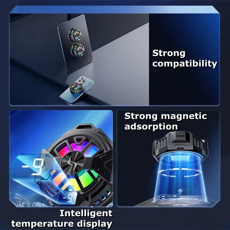 Ventilador de refrigeración Semiconductor para teléfono móvil, radiador magnético/clip trasero, Enfriador de juegos 2 en 1 para IOS, Android, tableta, disipador de calor frío